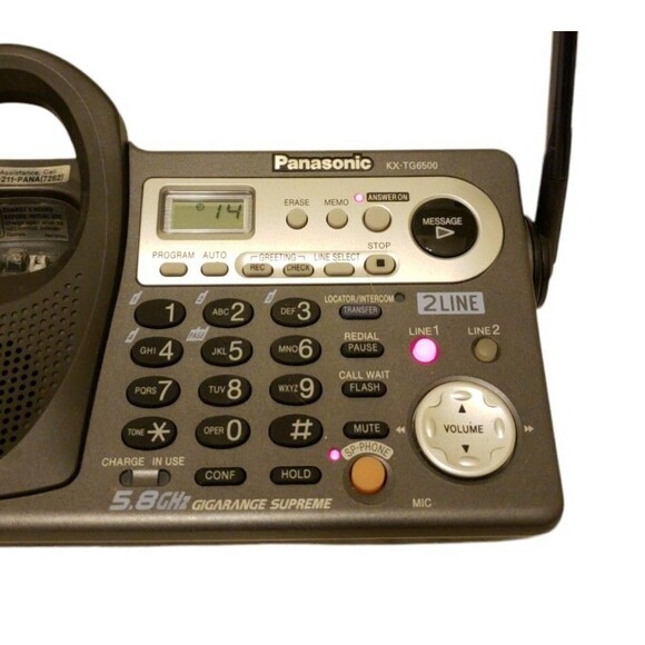 Panasonic kx-tg6500b 5.8 ghz 2 line cordless replacement base for kx-tga650b - Picture 6 of 8